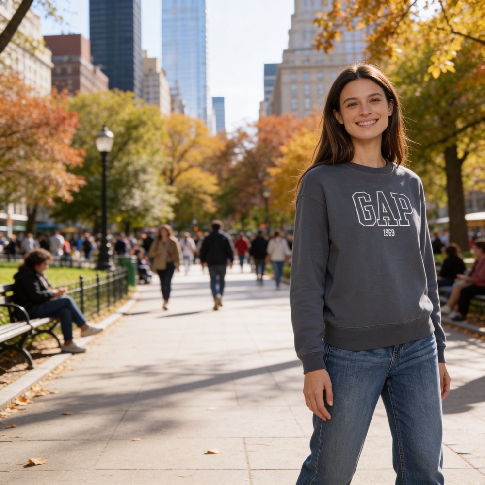 GAP Women's Crewneck Sweatshirt in Slate Blue